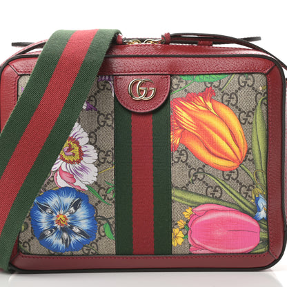 Gucci GG Supreme Monogram Flora Web Small Ophidia Top Handle Shoulder Bag Hibiscus Red 8 of 10