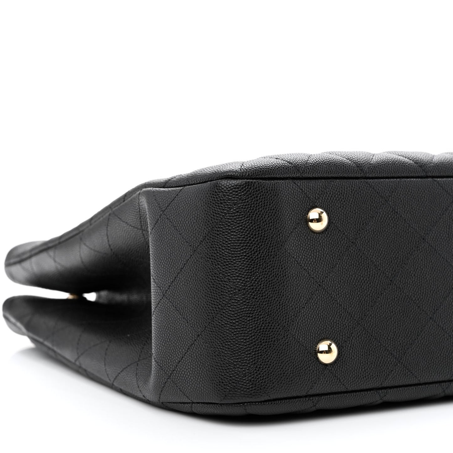 Caviar Quilted Large Shopping Tote Black