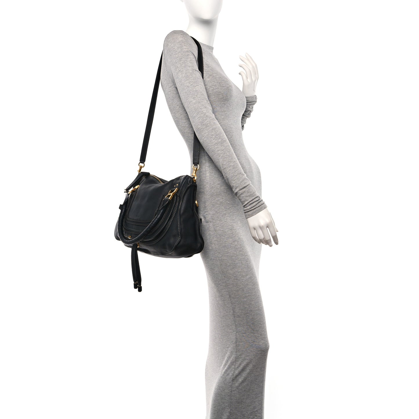 Calfskin Medium Marcie Satchel Black