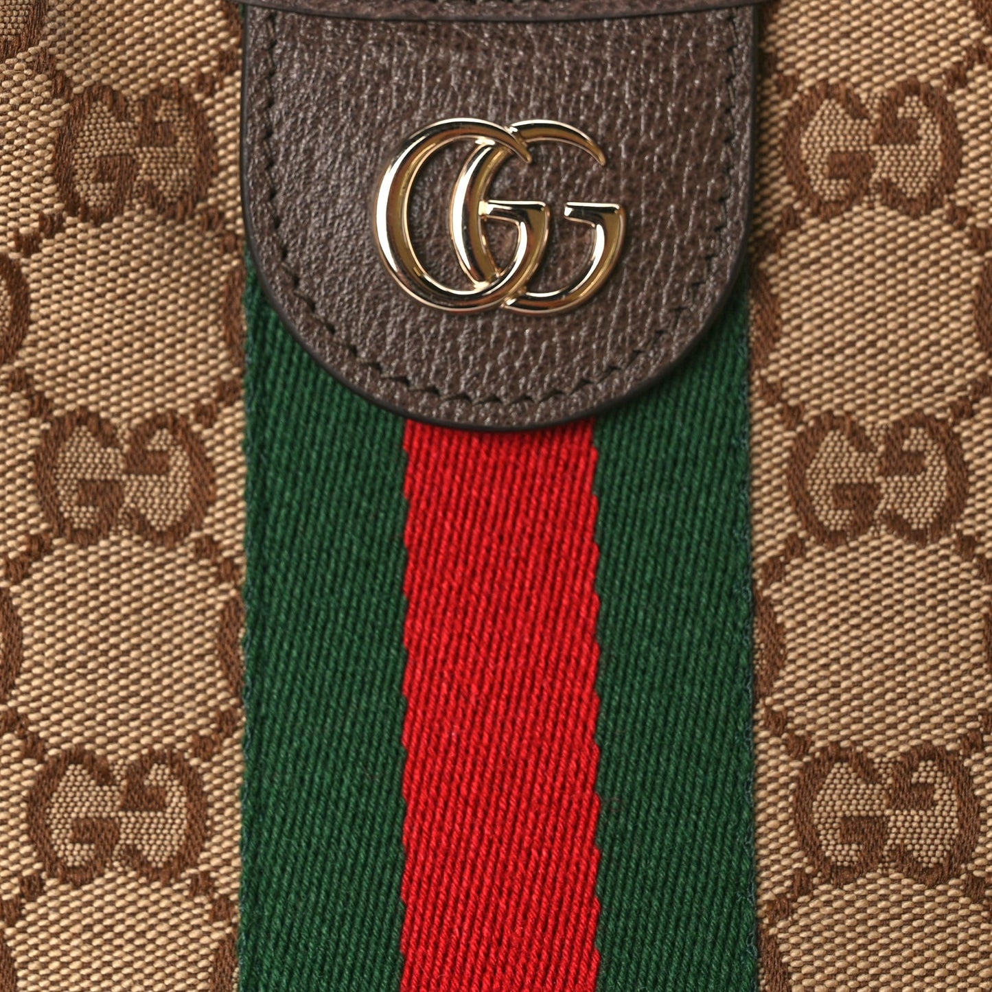 GG Supreme Monogram Web Large Giglio Tote Beige Dark Brown