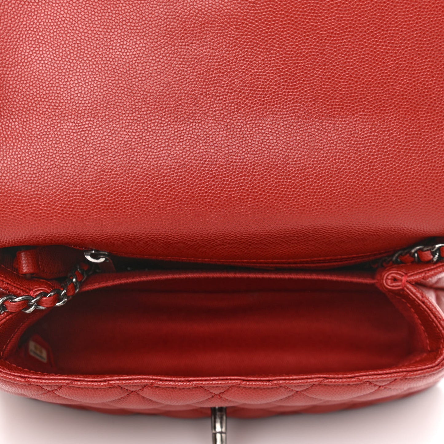 Caviar Quilted Mini Coco Handle Flap Dark Red