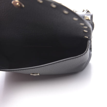 Valentino Garavani Pebbled Calfskin Rockstud Pouch On Chain Black 6 of 10