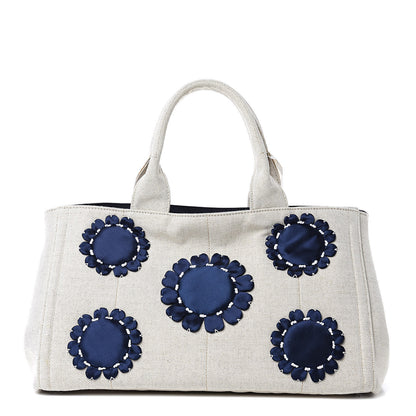 Prada Canvas Mistolino Canapa Tote Naturale Blue 1 of 16