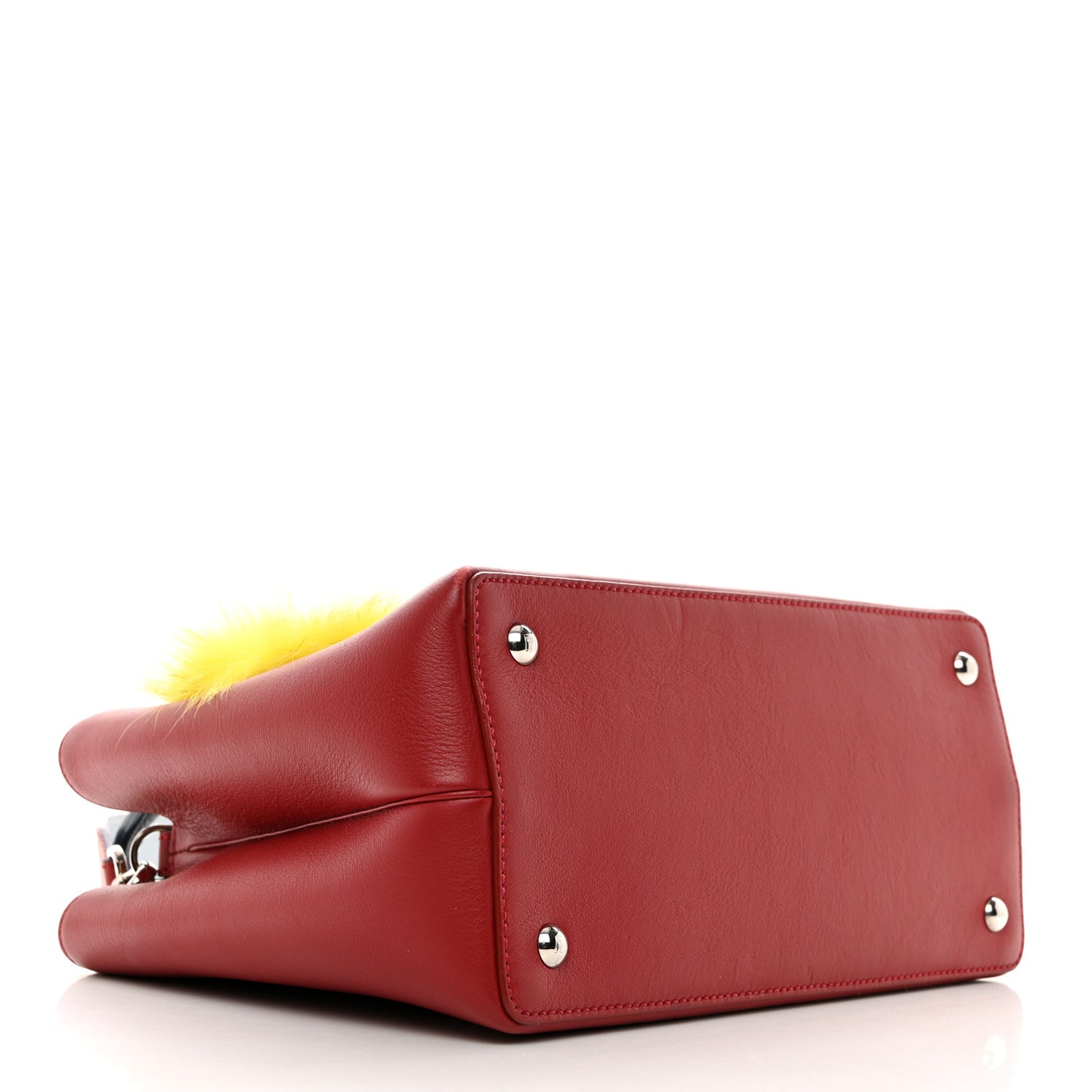 Vitello Dolce Fox Mink Crystal Bi-Color Monster Mirror Charm Petite 2Jours Tote Ribes