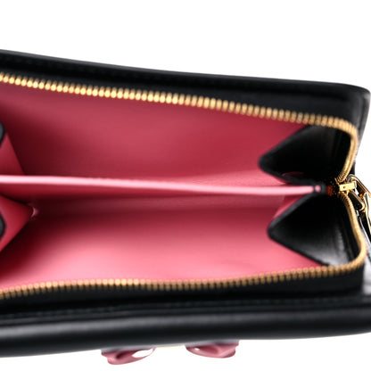 Miu Miu Soft Calfskin Bow Bi-Fold Wallet Black 6 of 9