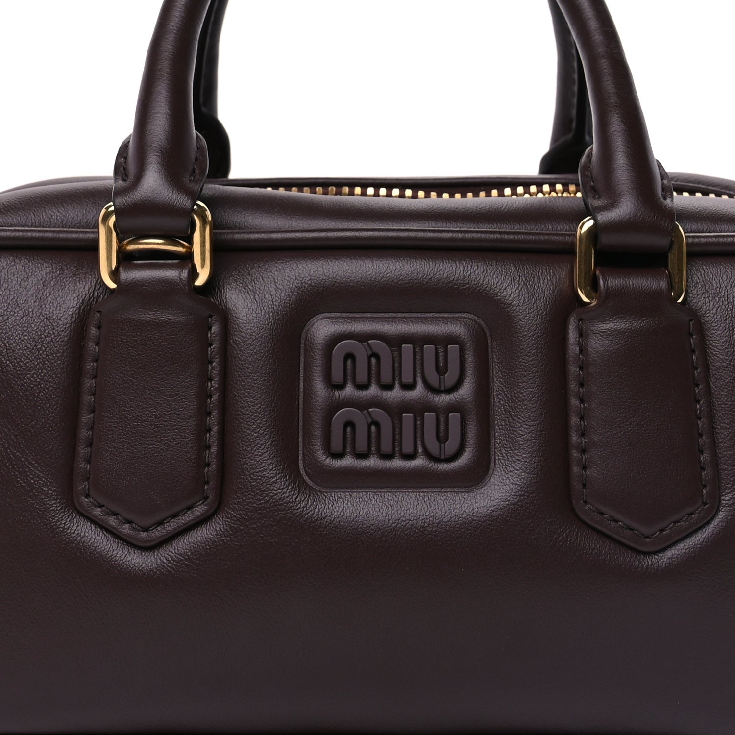 Miu Miu Calfskin Regular Arcadie Top Handle Bag Briarwood 6 of 8