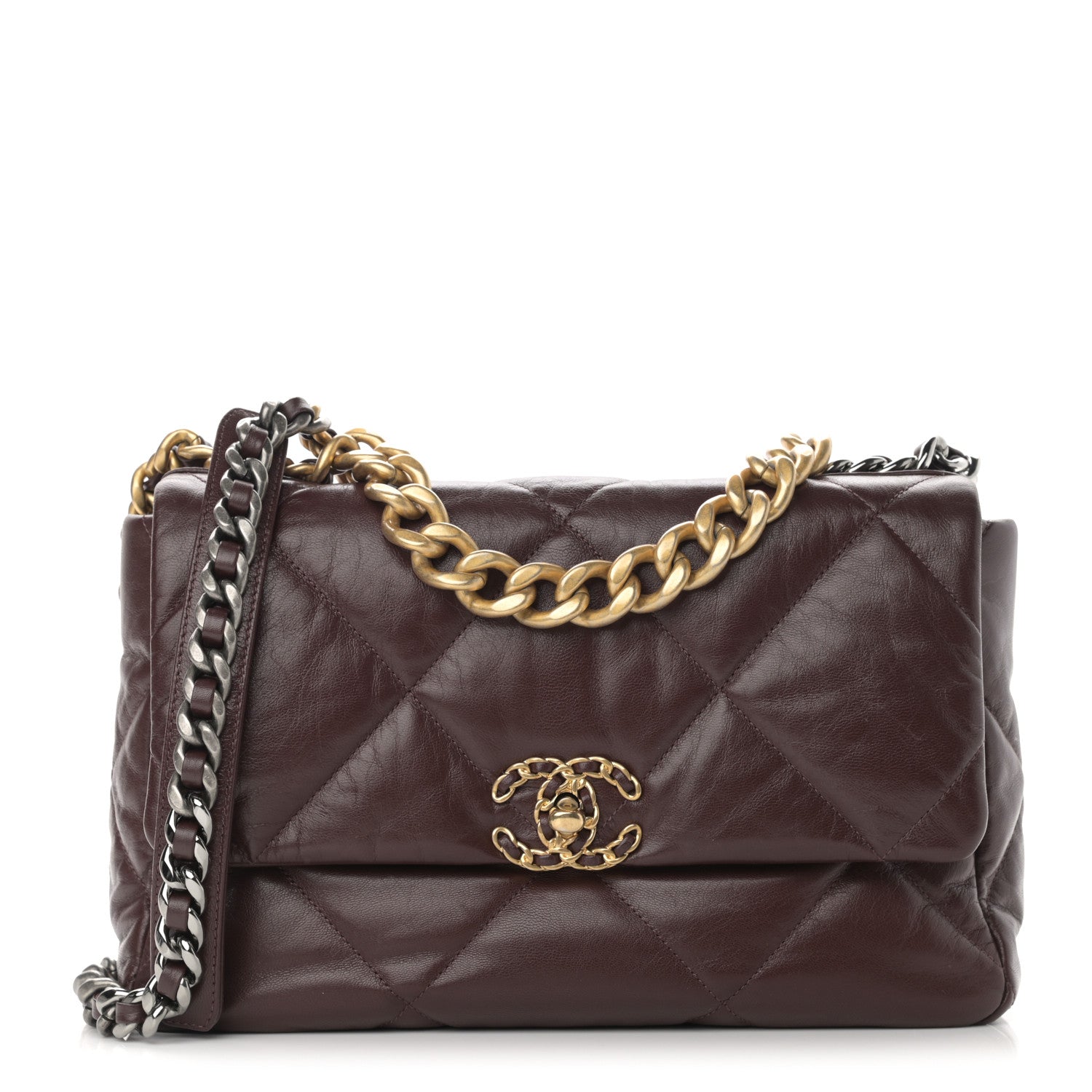 Chanel Lambskin Quilted Large Chanel 19 Flap Dark Brown 1 of 12
