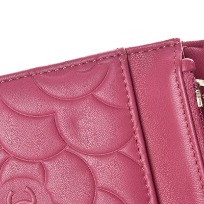 Chanel Lambskin Camellia Embossed Wallet On Chain WOC Pink 11 of 13
