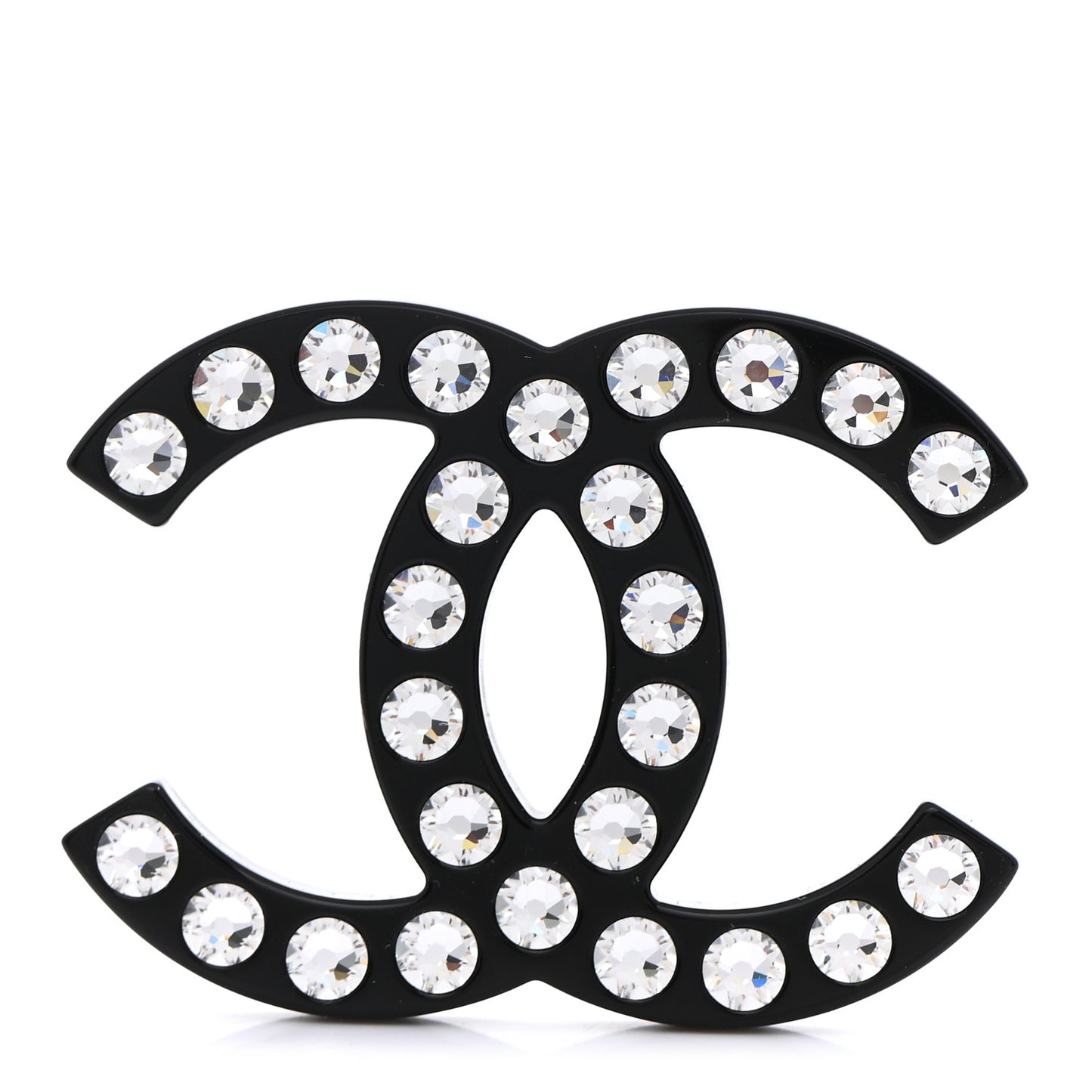 Resin Crystal CC Brooch Black