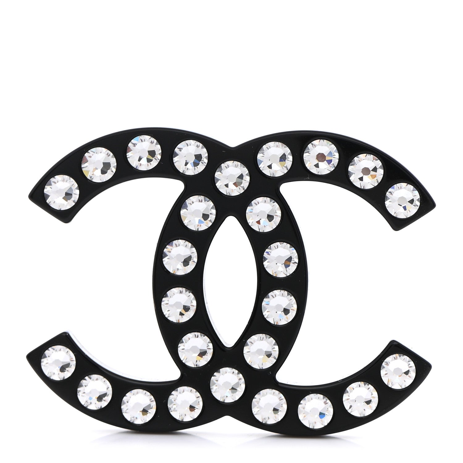 Chanel Resin Crystal CC Brooch Black 1 of 4