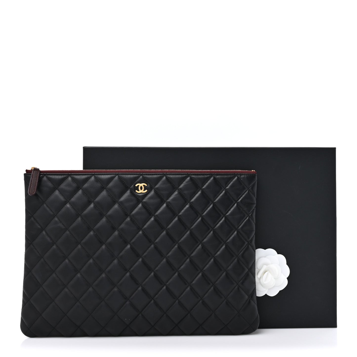 Lambskin Quilted Large Cosmetic Case Black