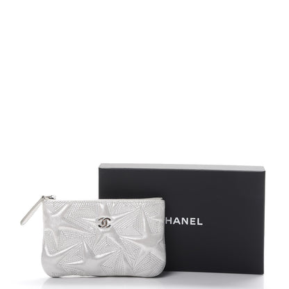 Chanel Metallic Lambskin Star Embossed Coin Purse Case Light Silver 10 of 10
