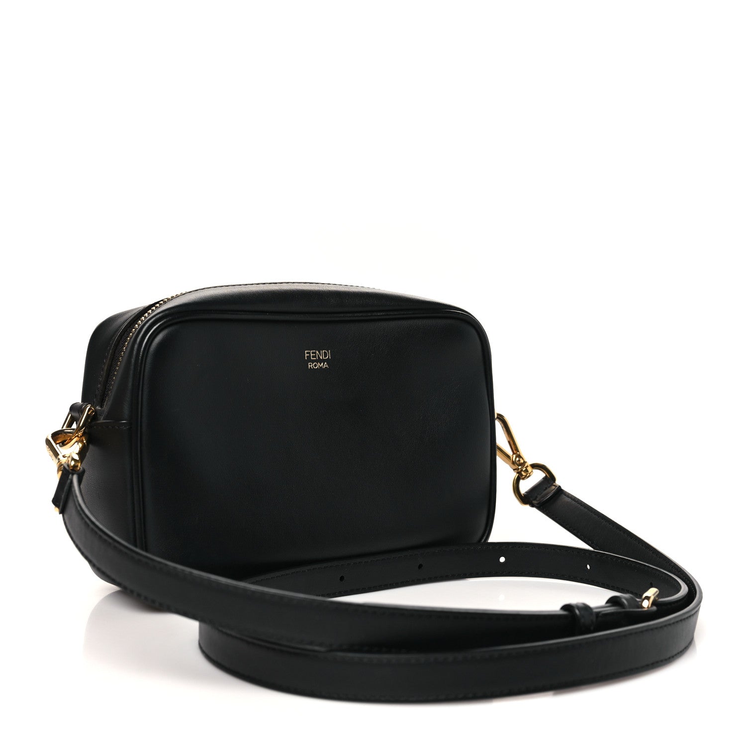 Fendi Vitello Century Bi-Color FF 1974 Embossed Mini Camera Case Maya Black 3 of 11