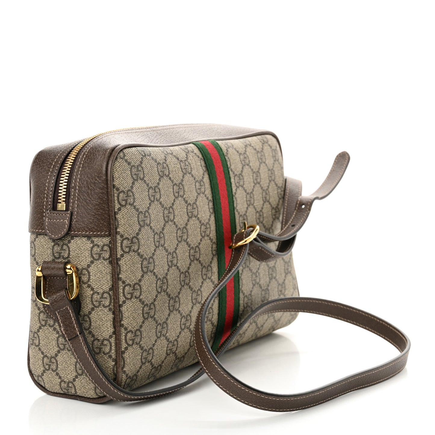 GG Supreme Monogram Web Small Ophidia Shoulder Bag Brown