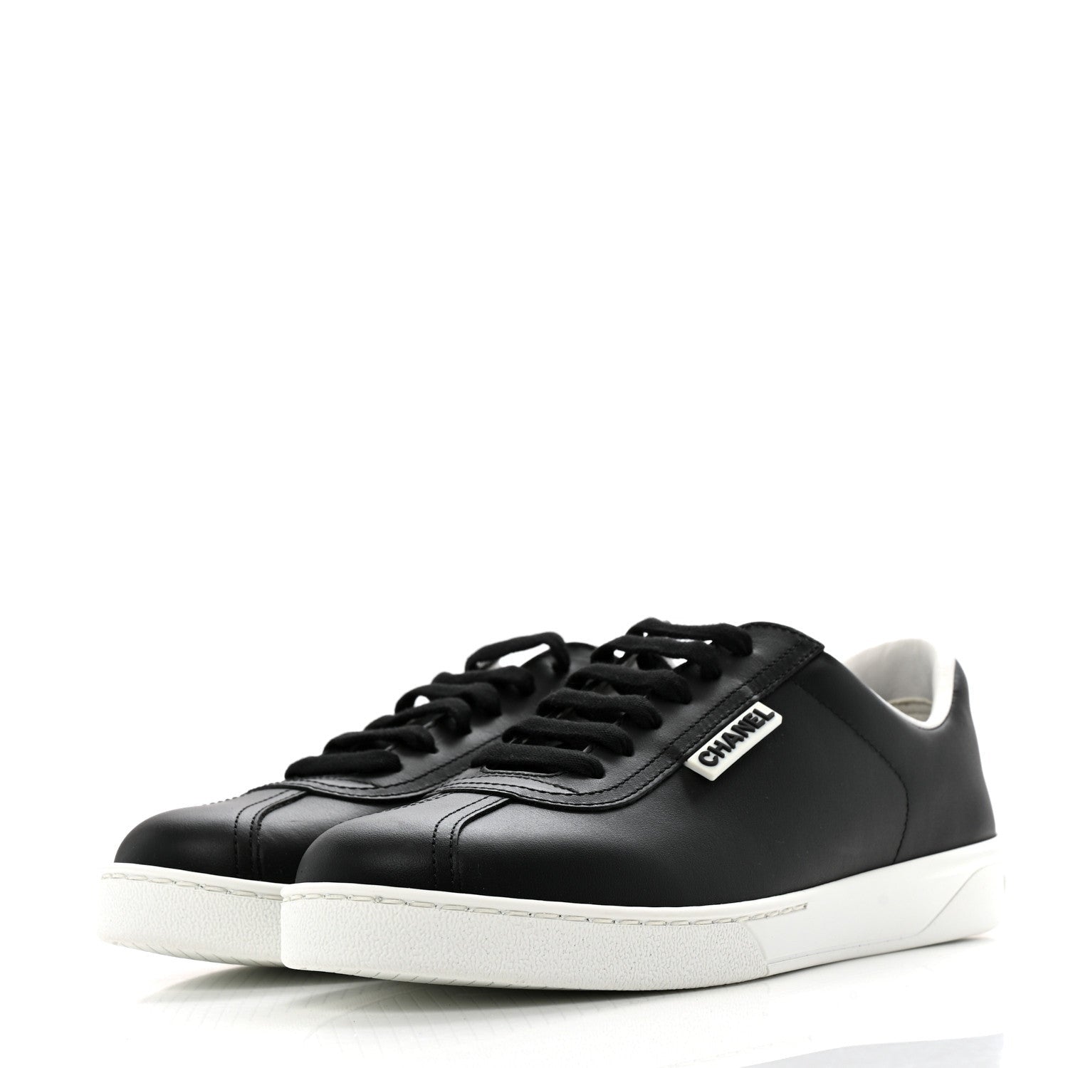 Chanel Calfskin CC Womens Sneakers 38 Black 4 of 7