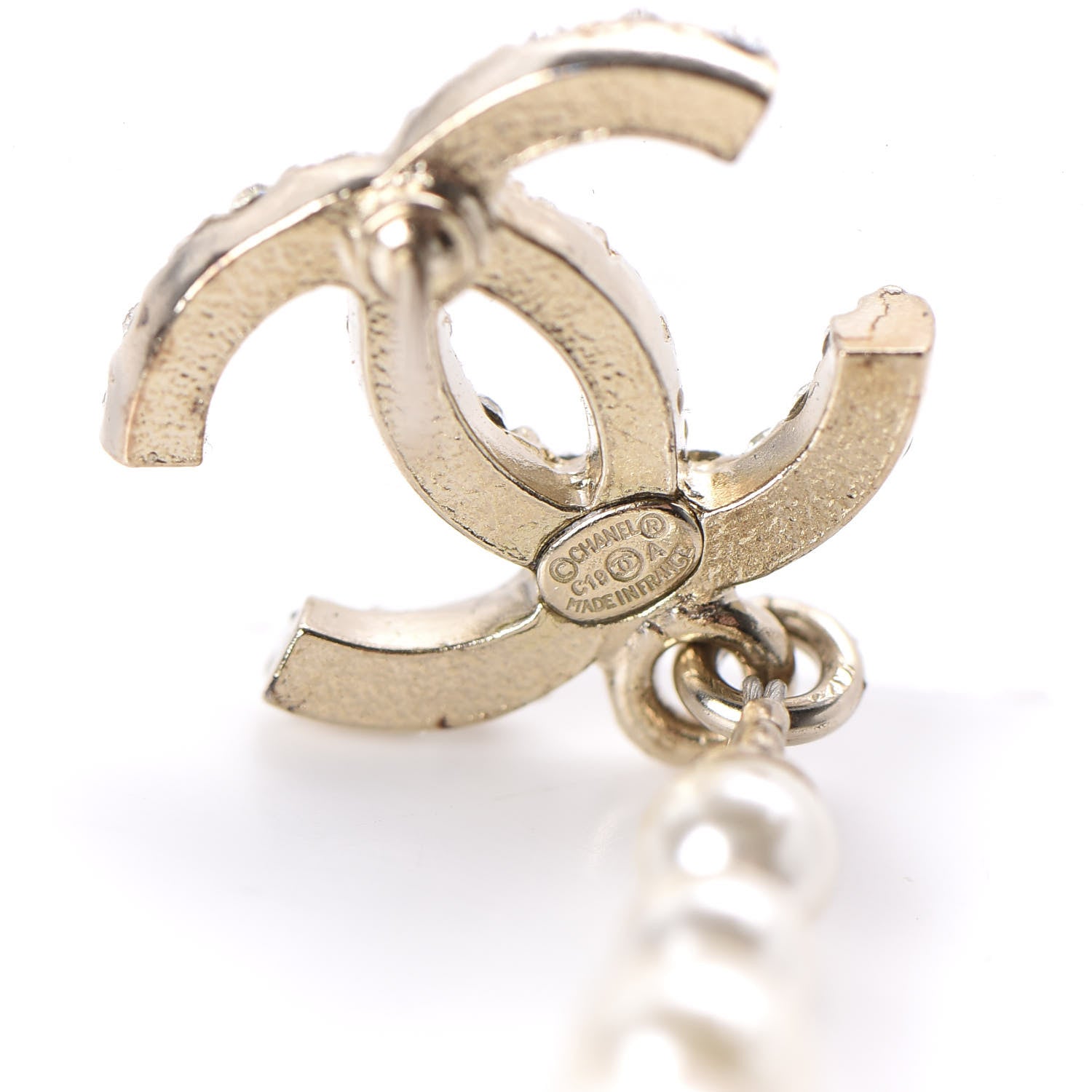 Chanel Pearl CC Drop Earrings Gold 4 of 5