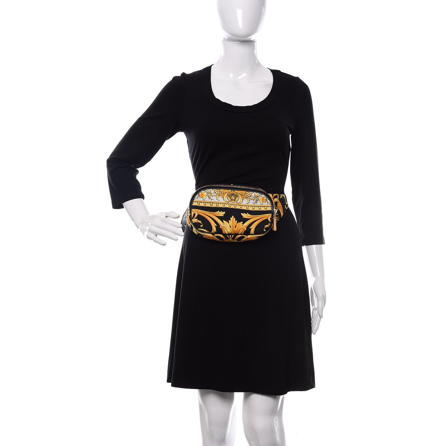 Nylon Baroque Print Belt Bag Black