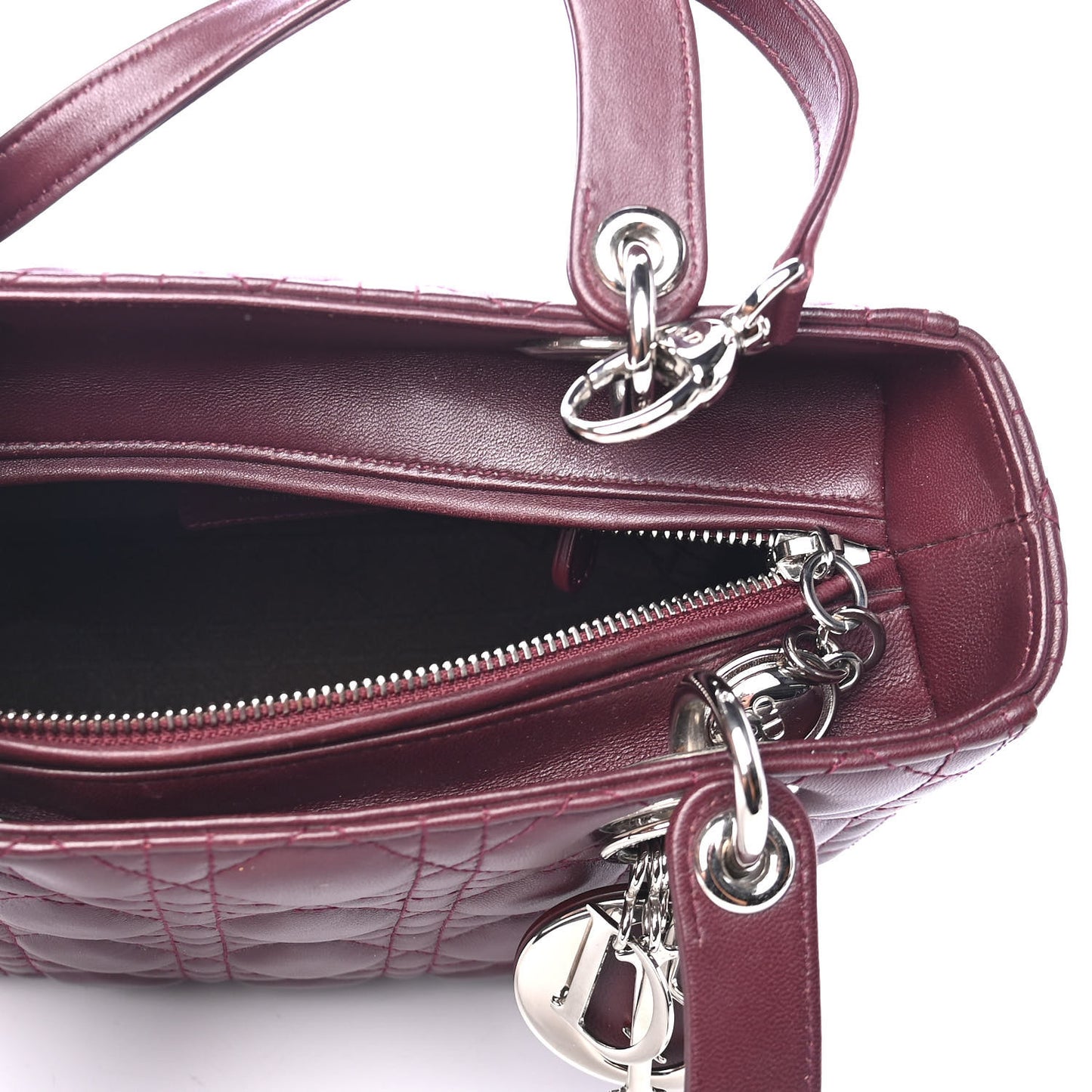 Lambskin Cannage Medium Lady Dior Burgundy