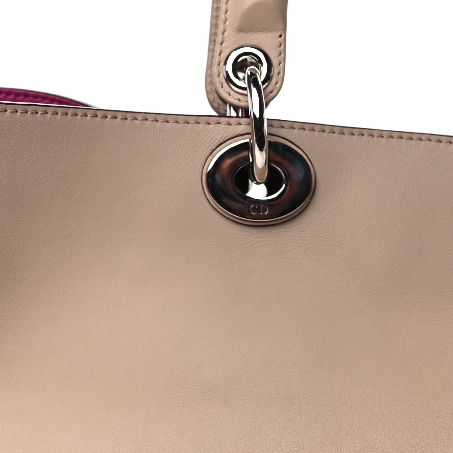Christian Dior Smooth Calfskin Large Diorissimo Tote Beige Fuchsia 6 of 9