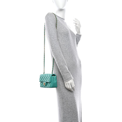 Chanel Lambskin Quilted Mini Rectangular Flap Green 2 of 12