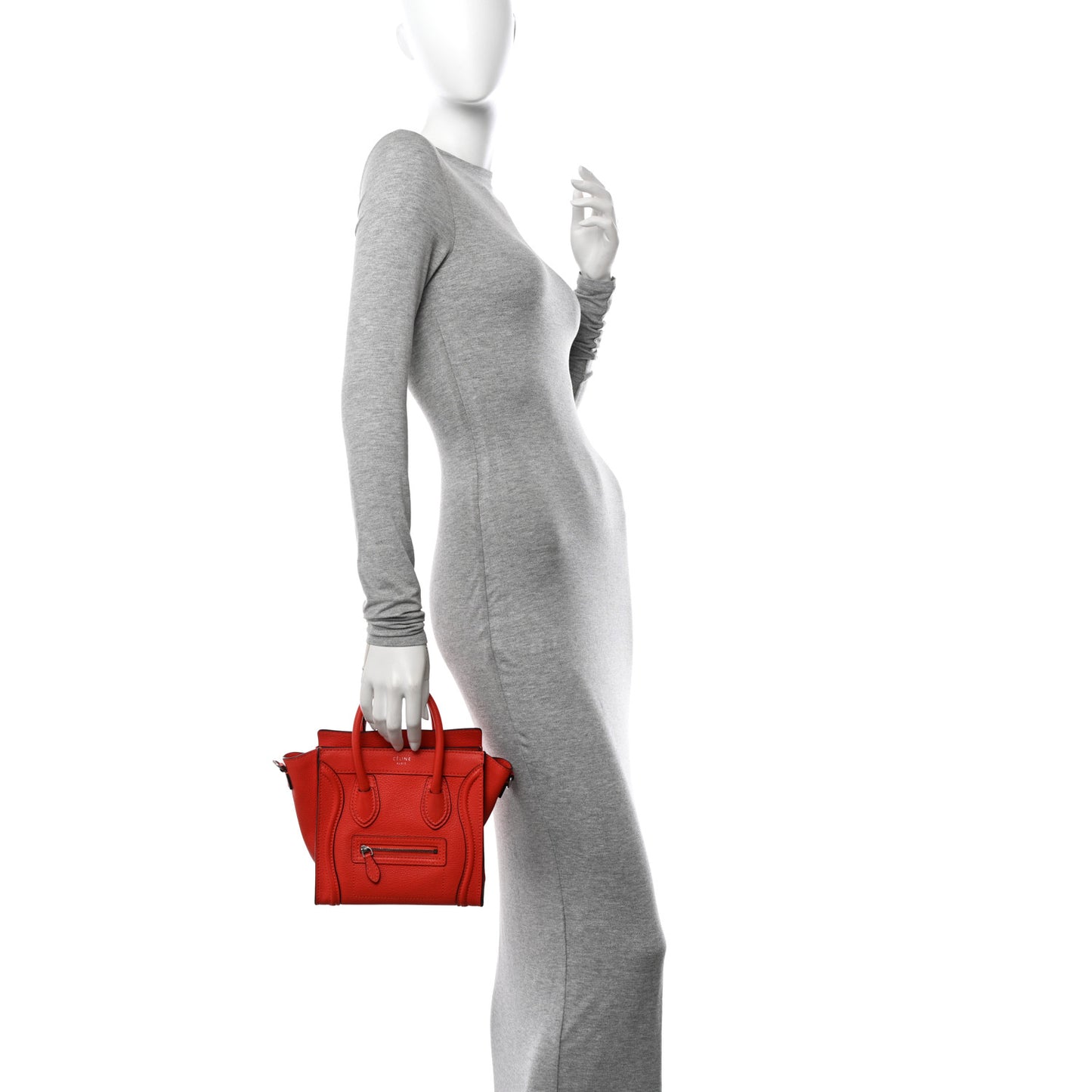 Drummed Calfskin Nano Luggage Vermillion
