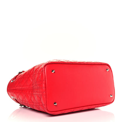 Christian Dior Coated Canvas Cannage Large Panarea Tote Red 3 of 11
