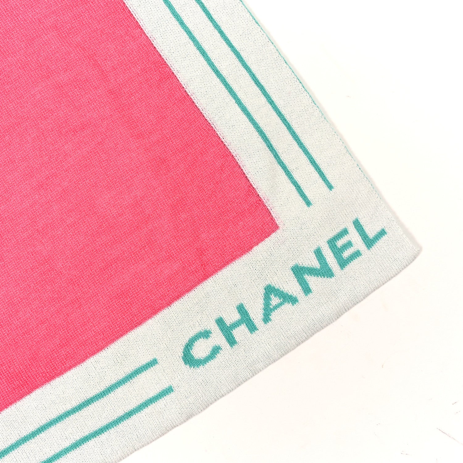 Chanel Cashmere Silk Cotton Knit CC Scarf Pink Green White 2 of 3