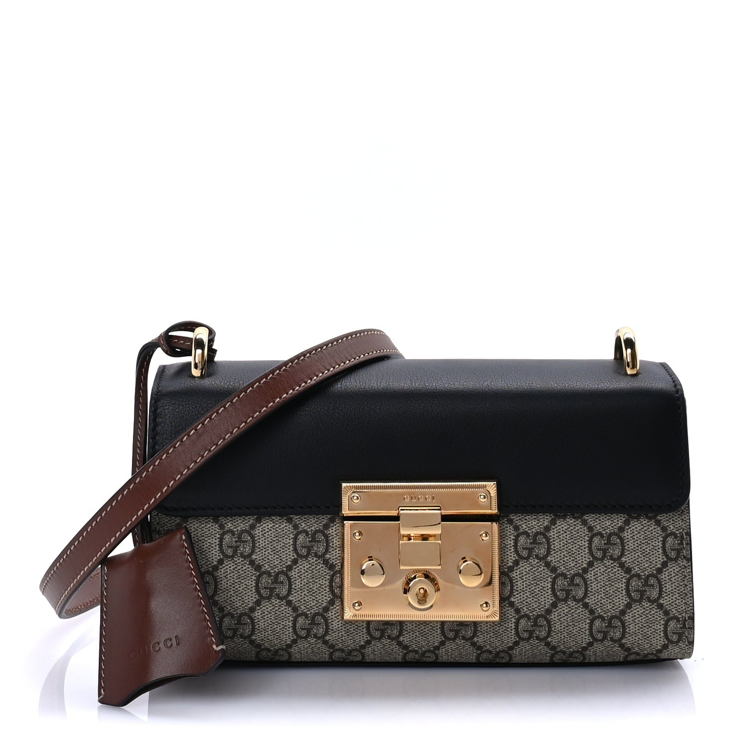 Gucci GG Supreme Monogram Calfskin Padlock Mini Shoulder Bag Brown 2 of 9