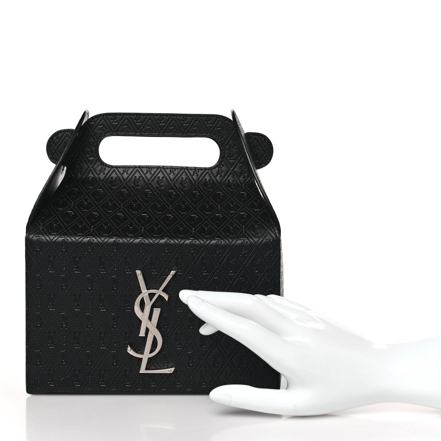 Saint Laurent Calfskin Monogram Take Away Box Black 2 of 8