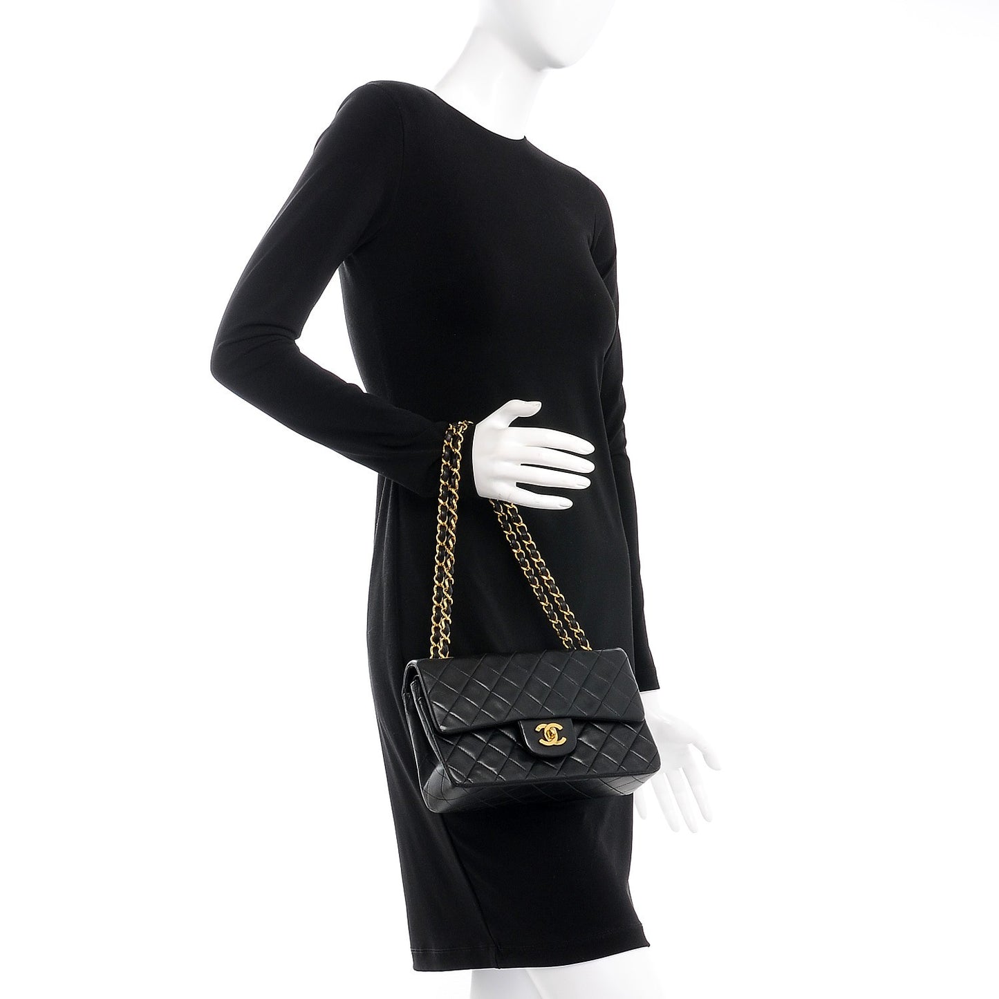 Lambskin Quilted Small Double Flap Black