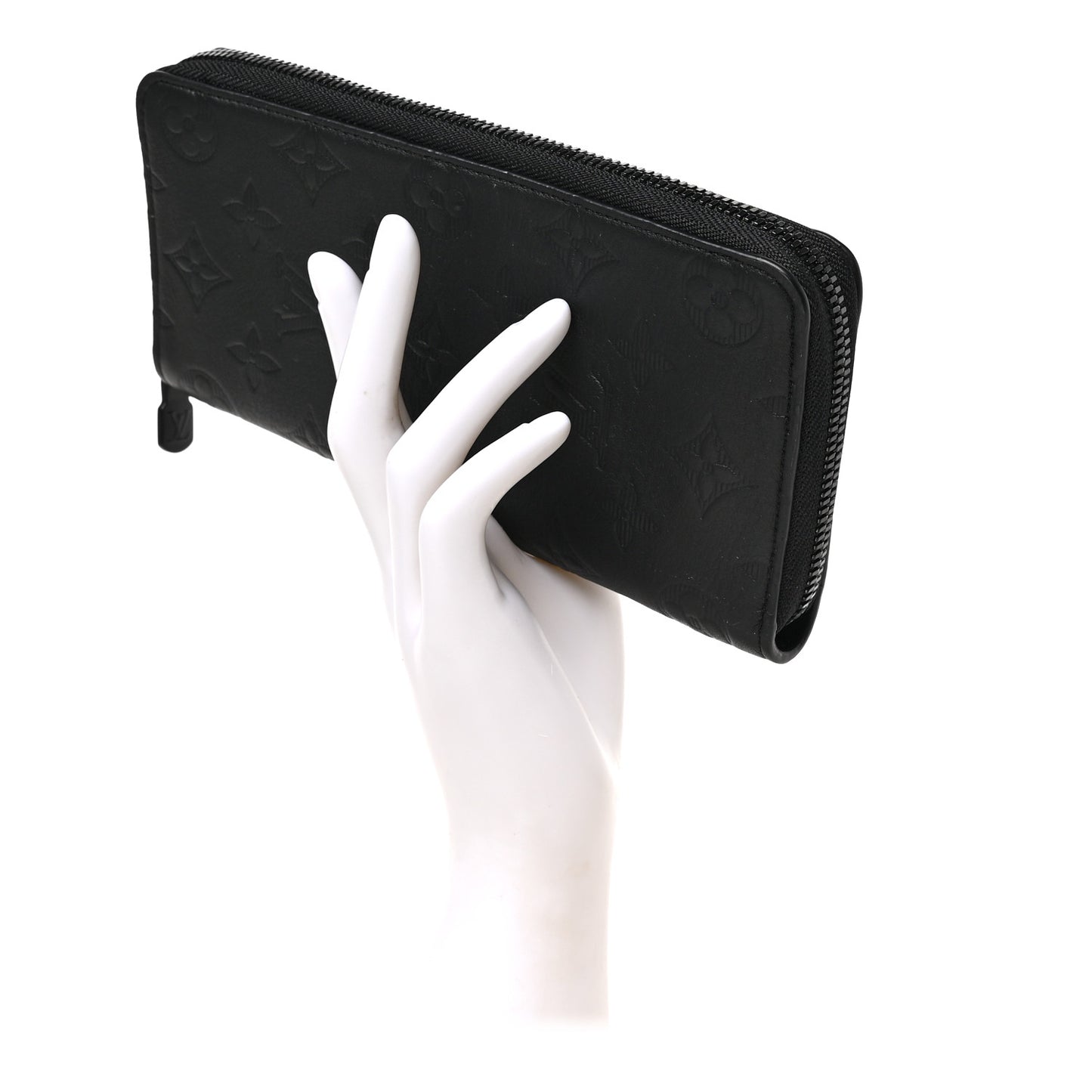Calfskin Monogram Shadow Vertical Zippy Wallet Black