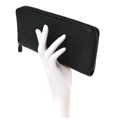 Louis Vuitton Calfskin Monogram Shadow Vertical Zippy Wallet Black 2 of 6