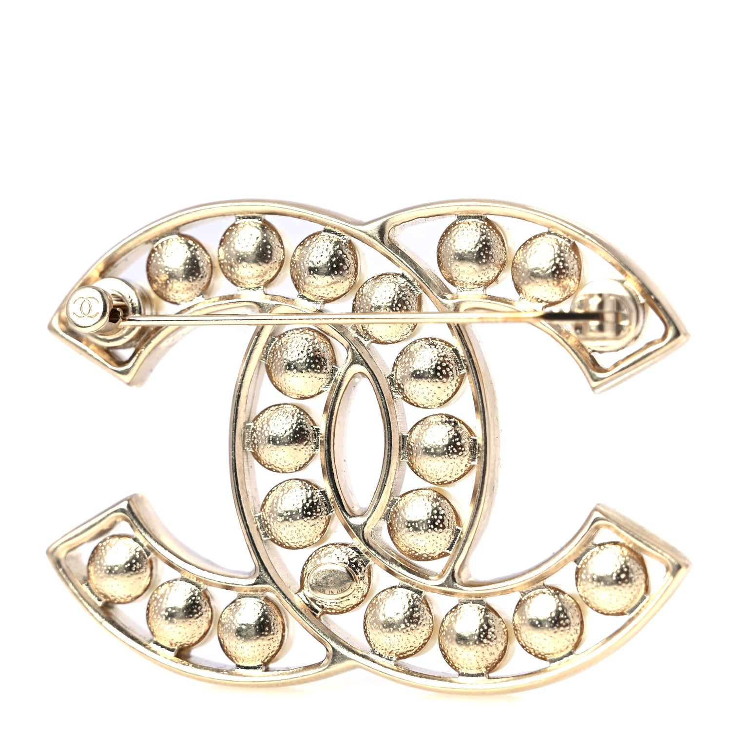 Chanel Pearl CC Brooch Light Gold 2 of 3