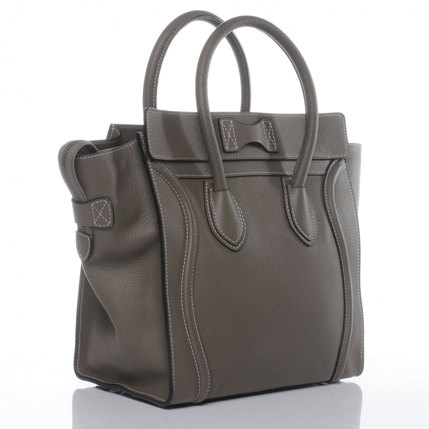 Celine Drummed Calfskin Mini Luggage Bag Souris 3 of 9