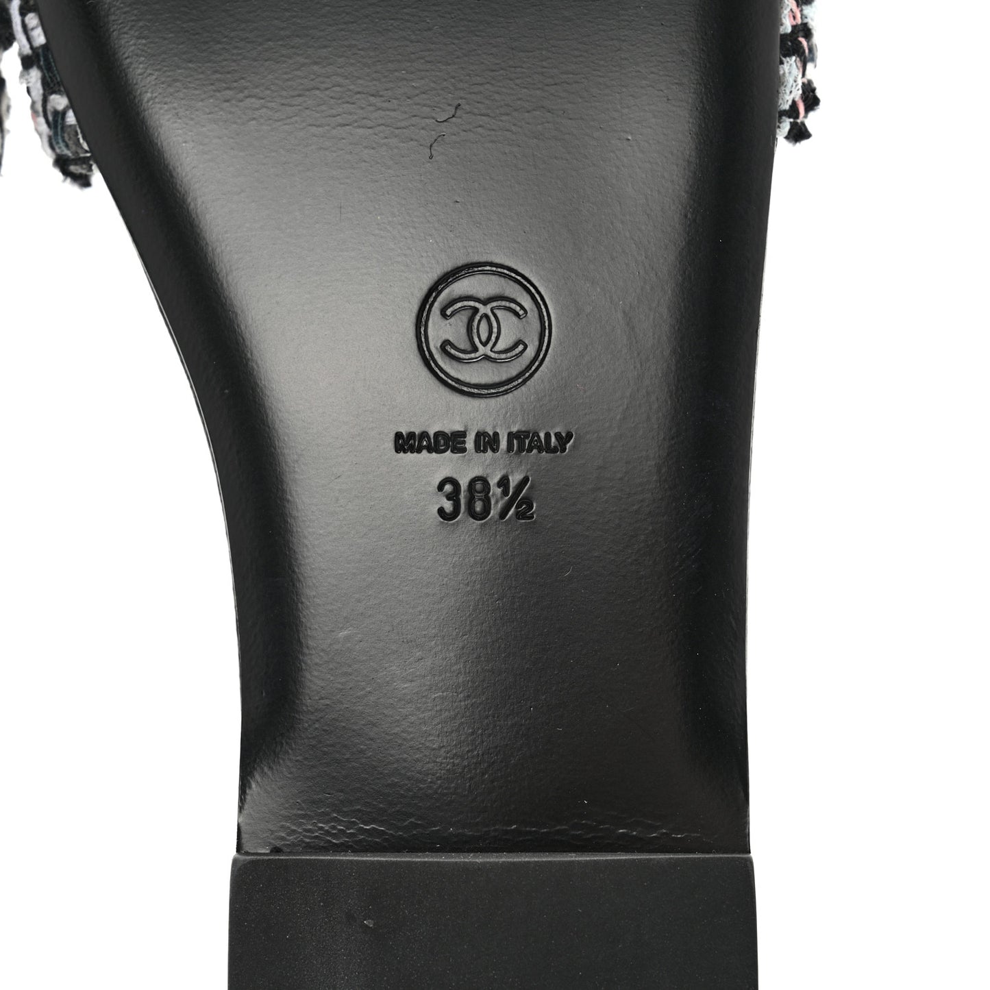 Tweed CC Chain Mule Sandal 38.5 Multicolor