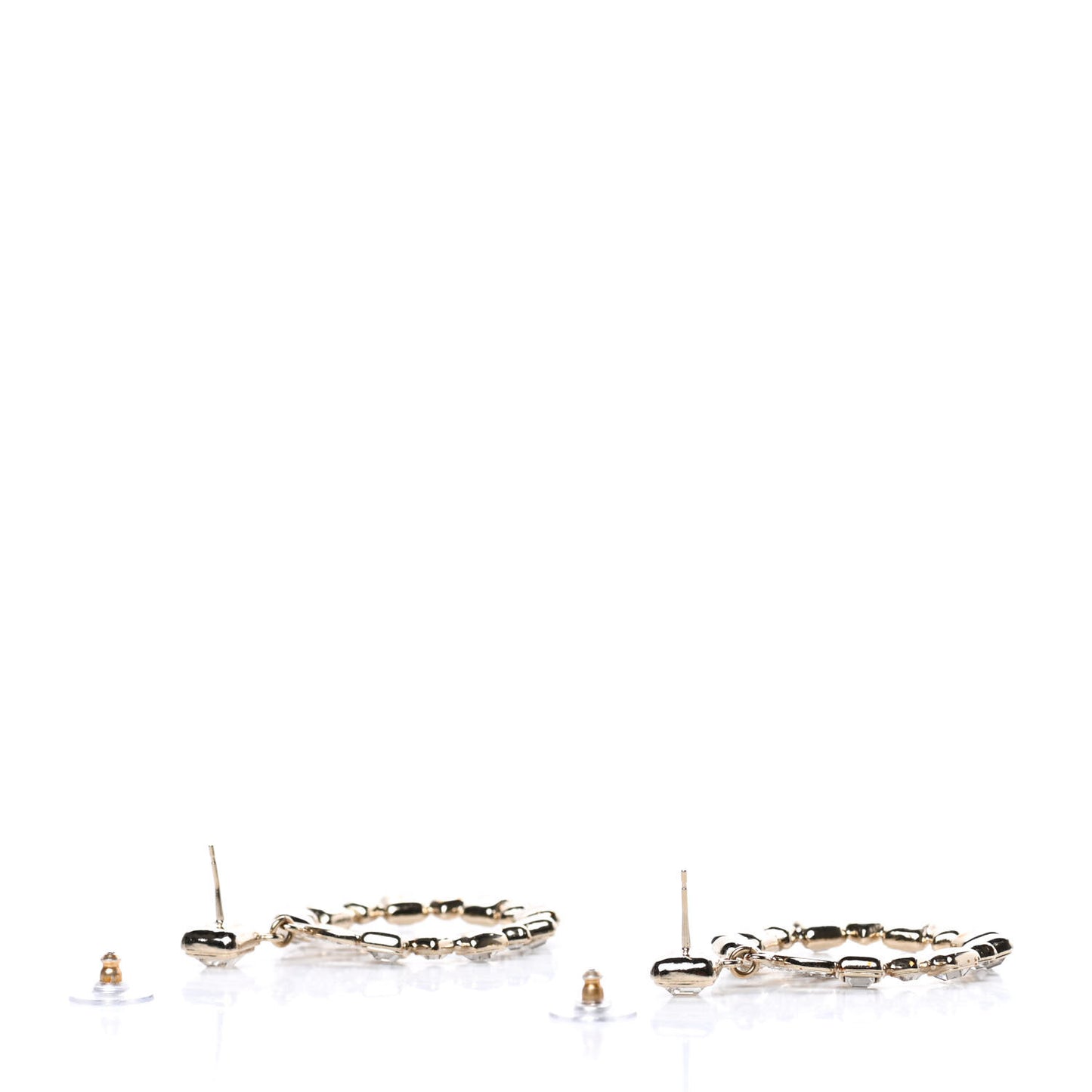 Crystal CC Drop Hoop Earrings Gold