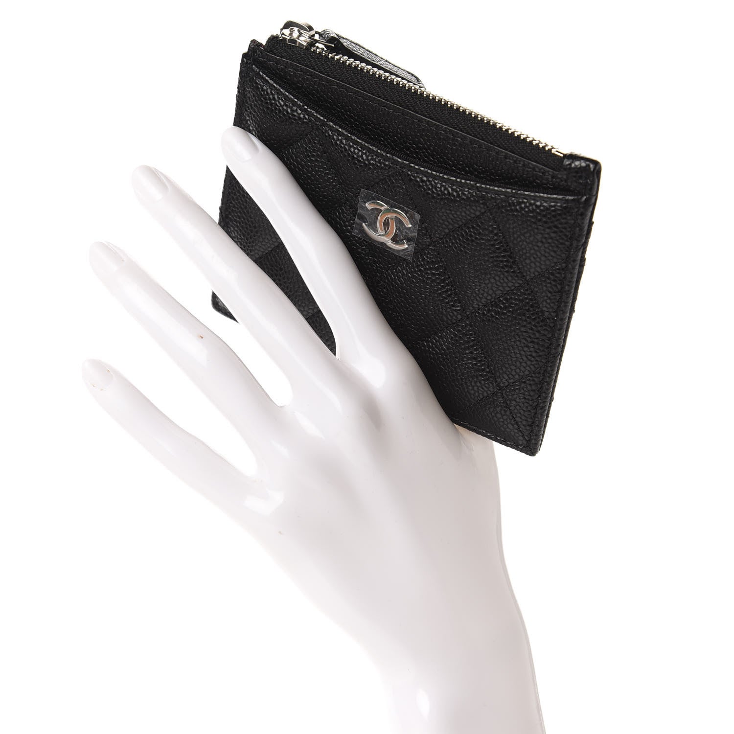 Chanel Caviar Quilted CC Zip Card Holder Black 2 of 8