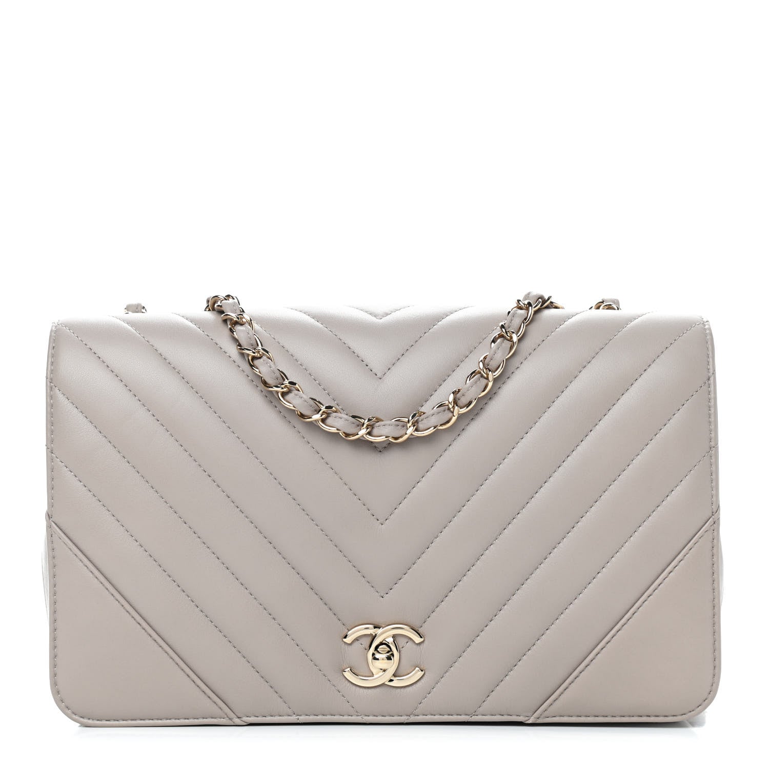 Chanel Calfskin Chevron Quilted Large Statement Flap Grey 1 of 9