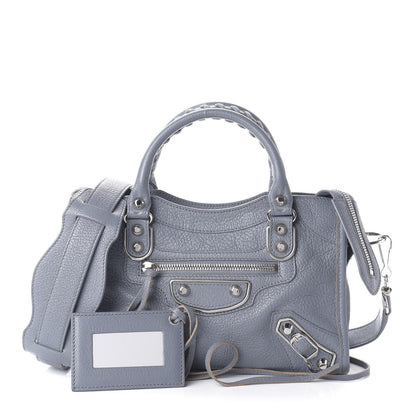 Balenciaga Chevre Silver Metallic Edge Hardware Mini City Bleu Acier 1 of 10