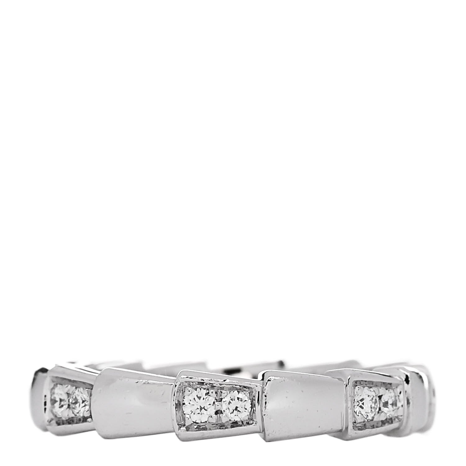 Bulgari 18K White Gold Diamond Serpenti Viper Band Ring 51 5.75 1 of 6