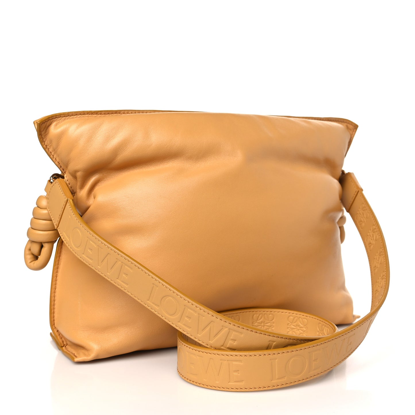 Calfskin Flamenco Puffer Knot Bag Camel