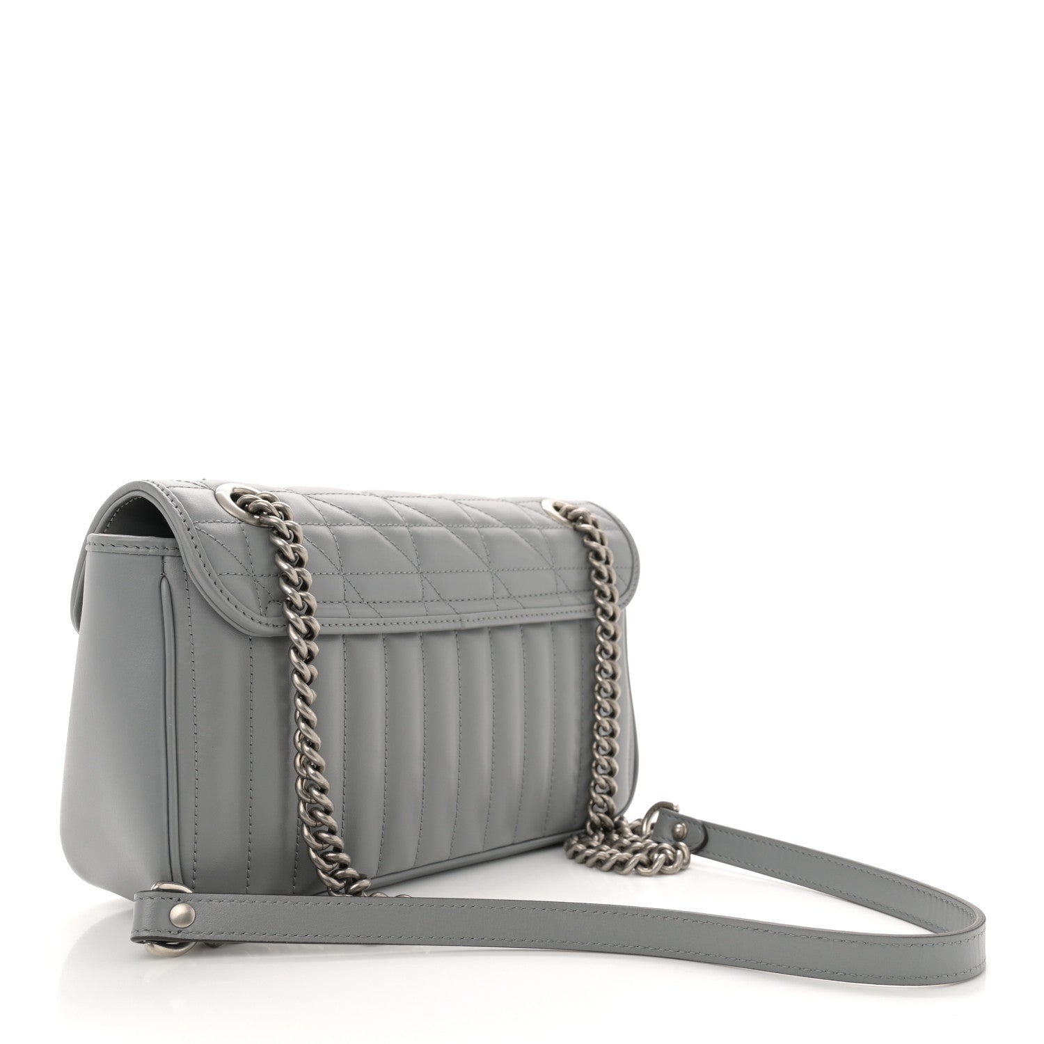Gucci Calfskin Matelasse Aria Small GG Marmont Shoulder Bag Deep Grey 3 of 7