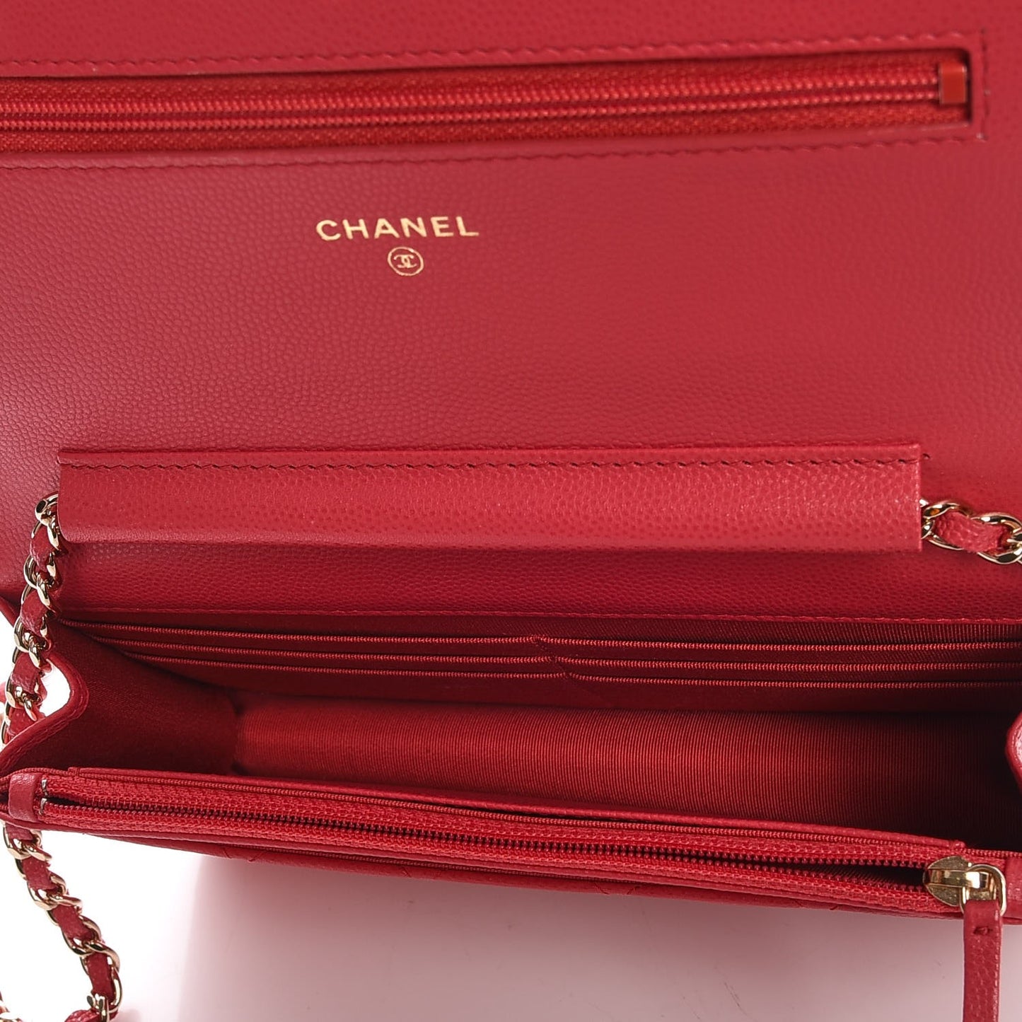 Caviar Quilted Wallet On Chain WOC Dark Pink