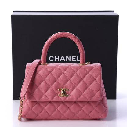 Chanel Caviar Lizard Embossed Quilted Mini Coco Handle Flap Pink 12 of 12