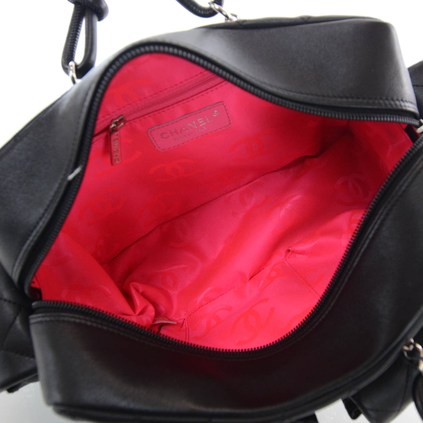 Calfskin Quilted Small Cambon Multipocket Reporter Black