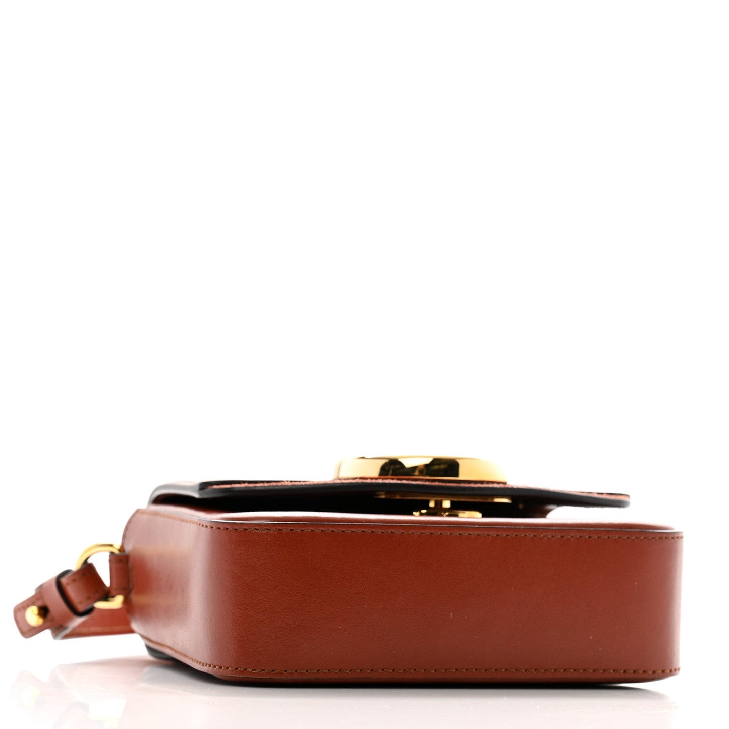 Shiny Calfskin Suede Mini C Bag Sepia Brown