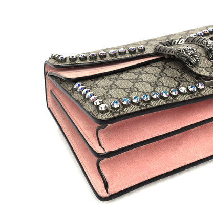 Gucci GG Supreme Monogram Suede Crystal Small Dionysus Shoulder Bag  Beige Ebony Light Peonia 7 of 8