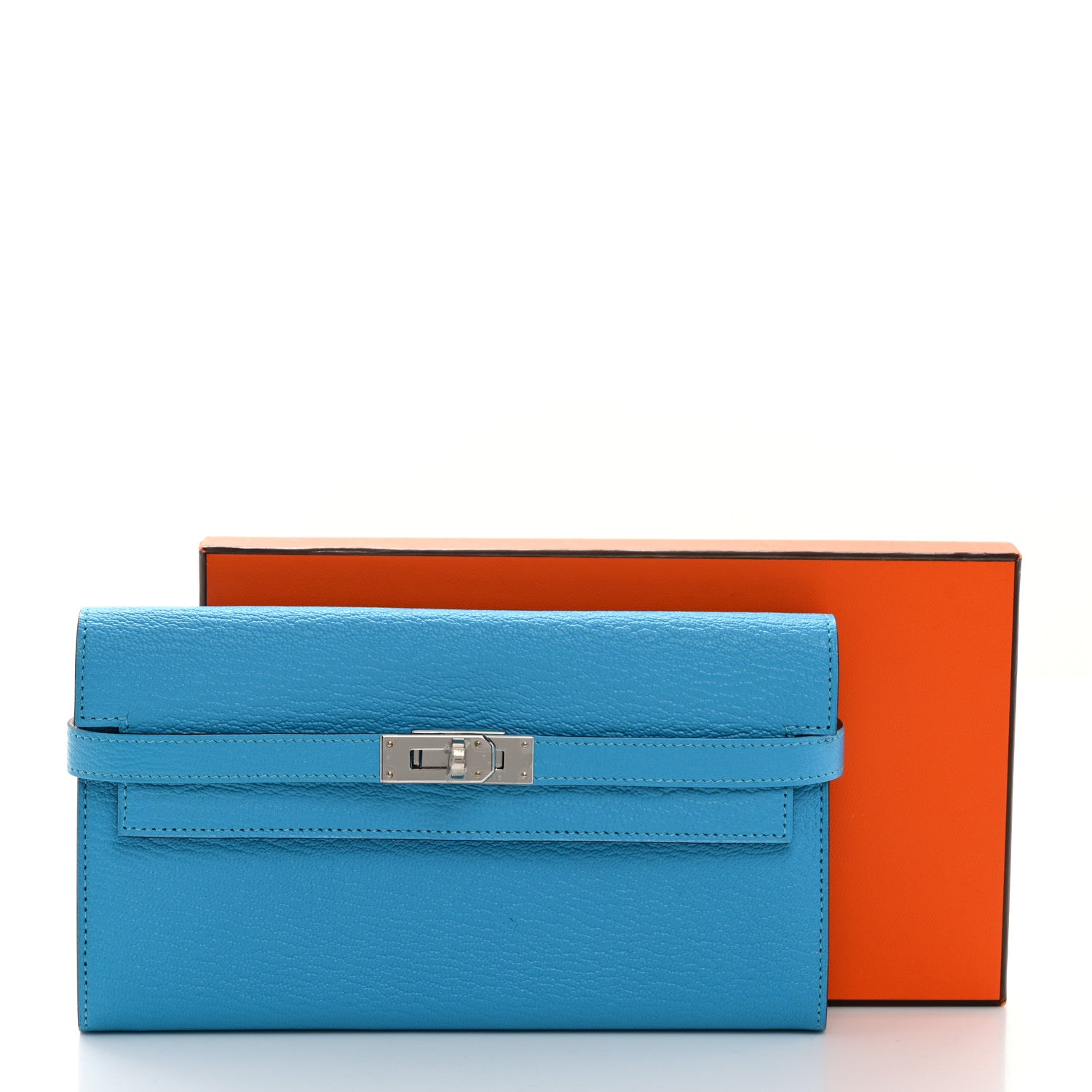 Hermes Chevre Mysore Kelly Longue Wallet Bleu Azteque 7 of 7