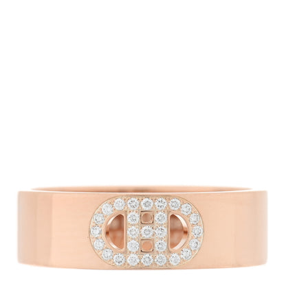 Hermes 18K Rose Gold Diamond PM H D'Ancre Ring 51 5.75 1 of 4