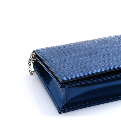 Christian Dior Metallic Patent Micro-Cannage Lady Dior Croisiere Chain Clutch  Blue 7 of 7
